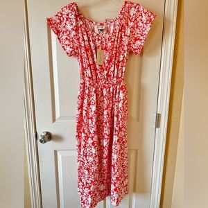 NWT Universal Thread, Red/Orange floral cut out maxi dress